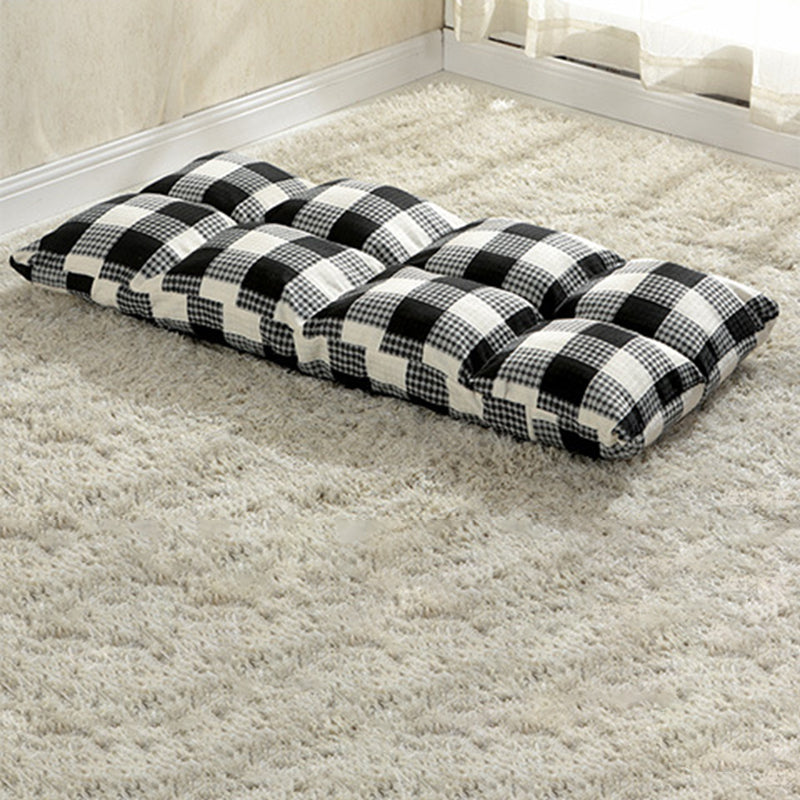 Modern Simplicity Fabric &amp; Cotton Metal Rectangular Checkered Adjustable Backrest Lazy Chair Tatami For Living Room, Bedroom &amp; Bay Window