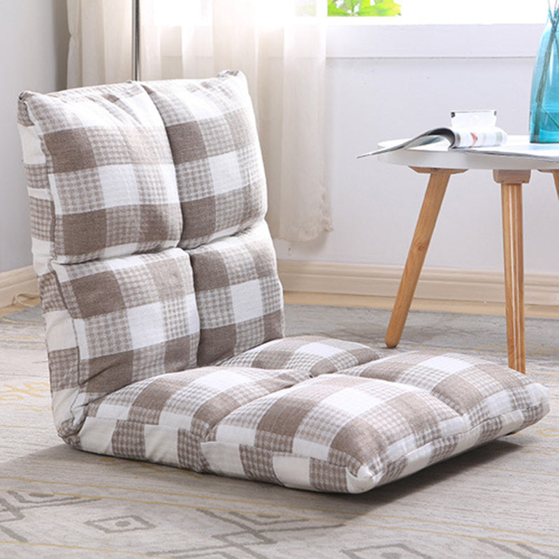 Modern Simplicity Fabric &amp; Cotton Metal Rectangular Checkered Adjustable Backrest Lazy Chair Tatami For Living Room, Bedroom &amp; Bay Window