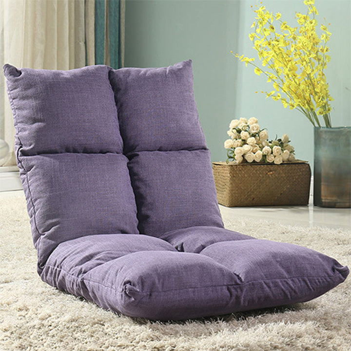 Modern Simplicity Fabric &amp; Cotton Metal Rectangular Checkered Adjustable Backrest Lazy Chair Tatami For Living Room, Bedroom &amp; Bay Window