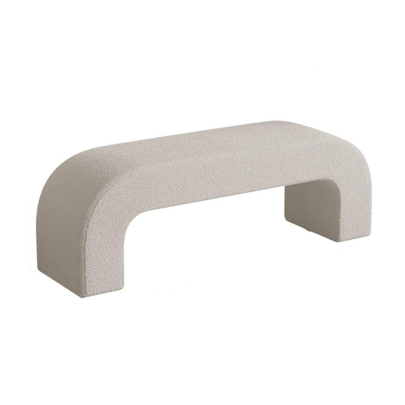 Modern Minimalist Wood Sherpa Fabric And PU Leather Rectangular Bench For Entryway And Living Room