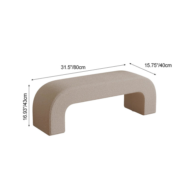 Modern Minimalist Wood Sherpa Fabric And PU Leather Rectangular Bench For Entryway And Living Room