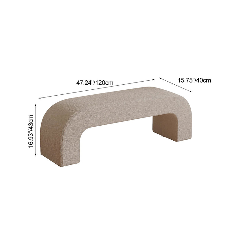 Modern Minimalist Wood Sherpa Fabric And PU Leather Rectangular Bench For Entryway And Living Room