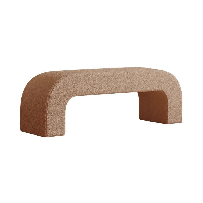 Modern Minimalist Wood Sherpa Fabric And PU Leather Rectangular Bench For Entryway And Living Room