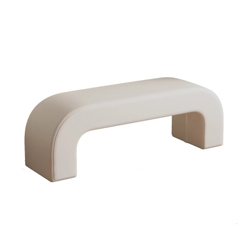 Modern Minimalist Wood Sherpa Fabric And PU Leather Rectangular Bench For Entryway And Living Room