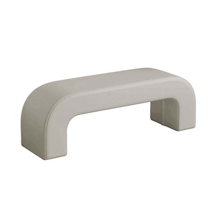 Modern Minimalist Wood Sherpa Fabric And PU Leather Rectangular Bench For Entryway And Living Room