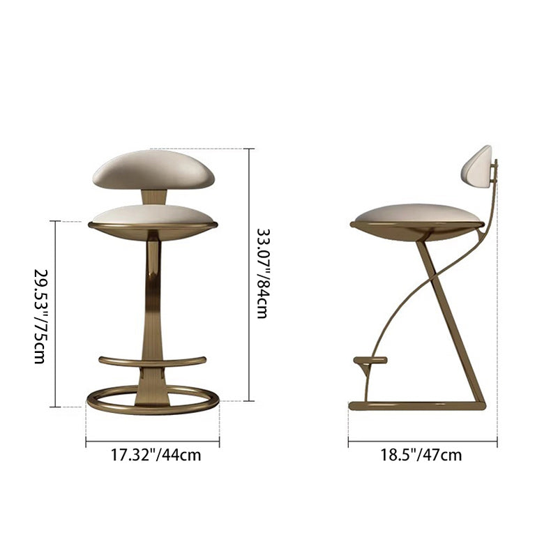 Modern Luxury Microfiber Leather &amp; Stainless Steel Round Bar Stool Backrest &amp; Footrest For Kitchen &amp; Bar