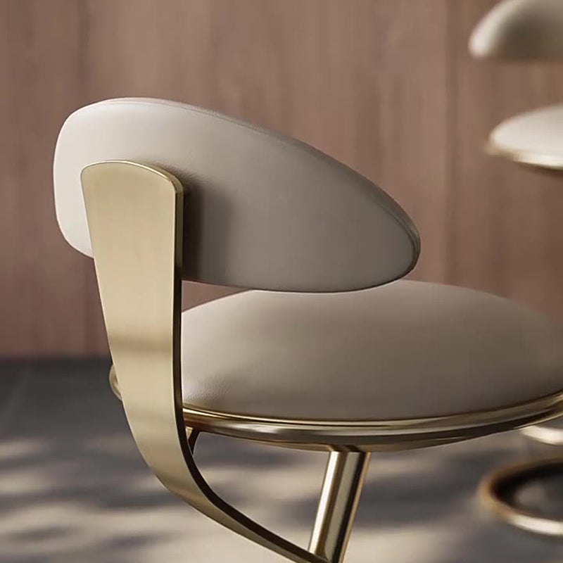 Modern Luxury Microfiber Leather &amp; Stainless Steel Round Bar Stool Backrest &amp; Footrest For Kitchen &amp; Bar