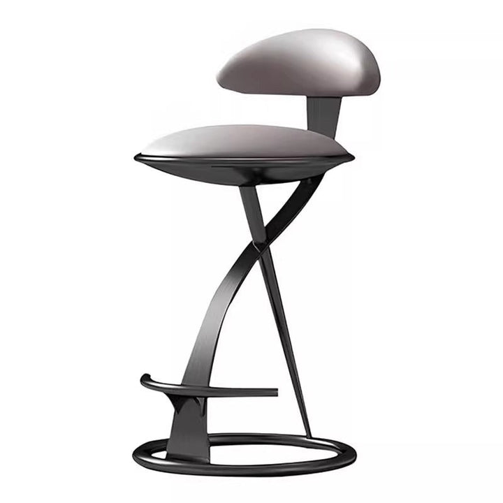 Modern Luxury Microfiber Leather &amp; Stainless Steel Round Bar Stool Backrest &amp; Footrest For Kitchen &amp; Bar