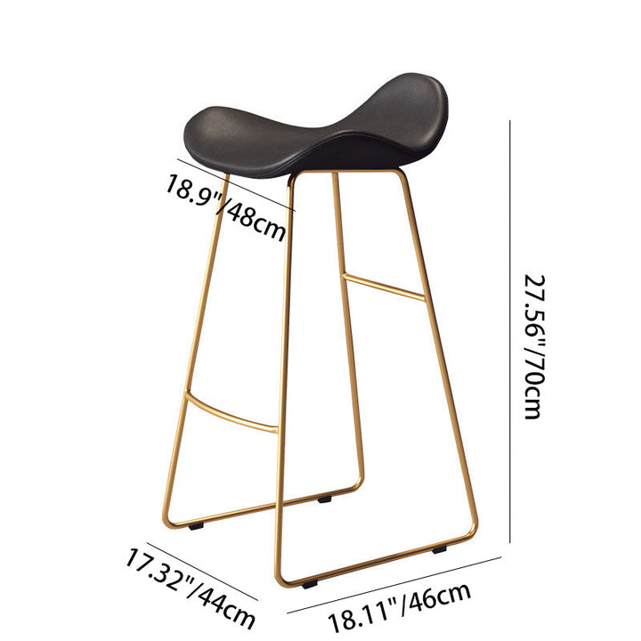 Contemporary Scandinavian PU Leather &amp; Iron Triangle Bar Stool With Backrest And Footrest For Kitchen &amp; Bar