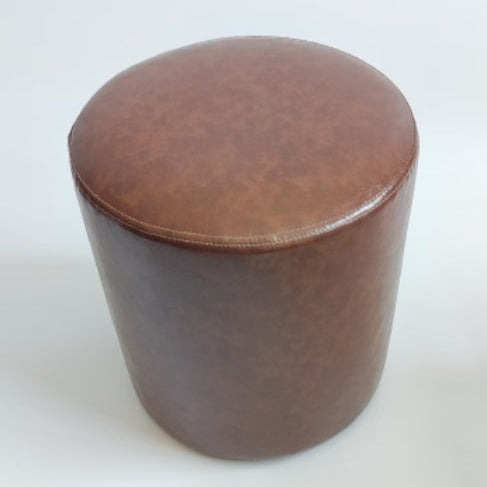 Contemporary Retro Oil Wax Leather Wood Round Button Stackable Footstool For Entryway &amp; Living Room