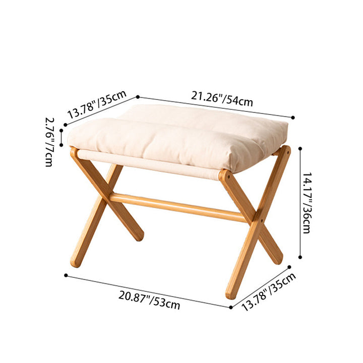 Contemporary Scandinavian Bamboo Faux Cashmere Rectangular Footstool With Foldable Design For Living Room And Entryway
