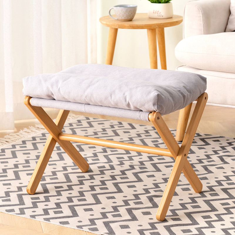 Contemporary Scandinavian Bamboo Faux Cashmere Rectangular Footstool With Foldable Design For Living Room And Entryway