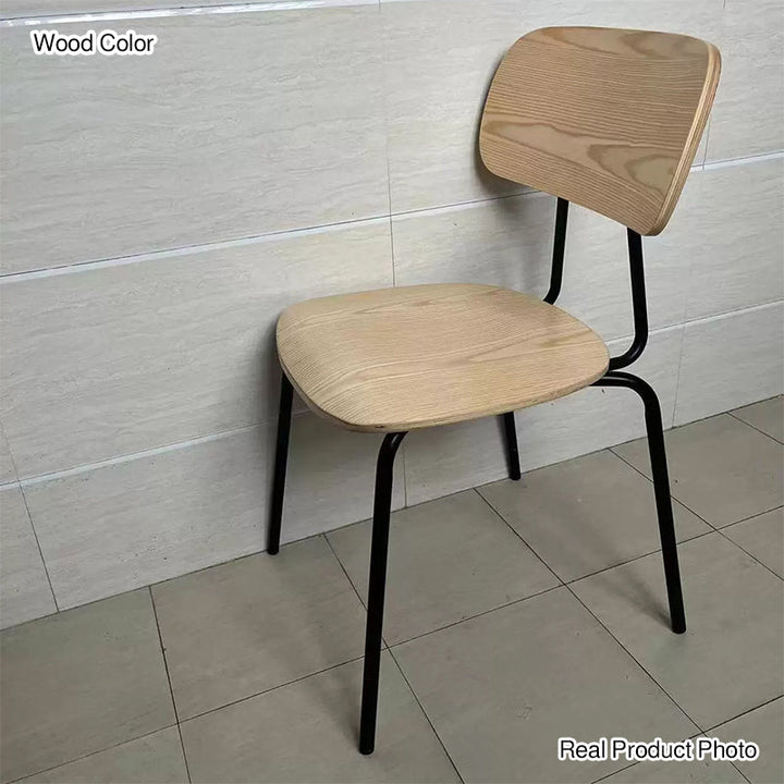 Modern Mid-century Plywood Carbon Steel Rounded Square Curved Stackable Dining Chair For Dining Room