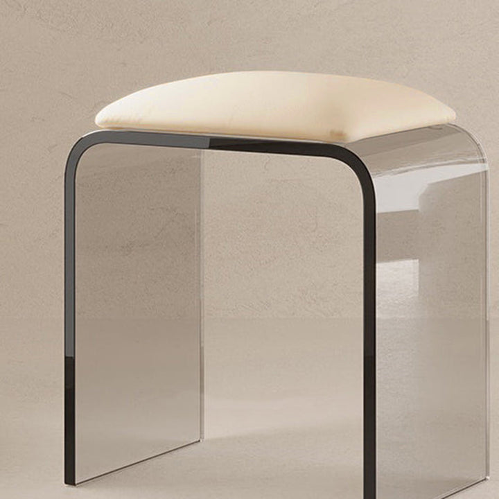 Modern Minimalist Rectangular Acrylic Faux Leather Vanity Stool For Bedroom