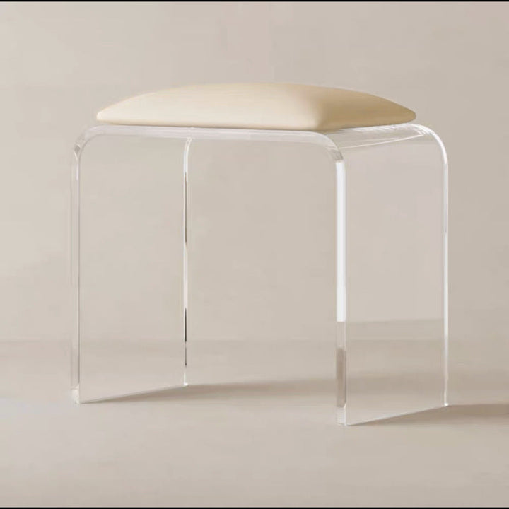 Modern Minimalist Rectangular Acrylic Faux Leather Vanity Stool For Bedroom