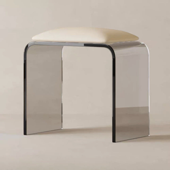 Modern Minimalist Rectangular Acrylic Faux Leather Vanity Stool For Bedroom
