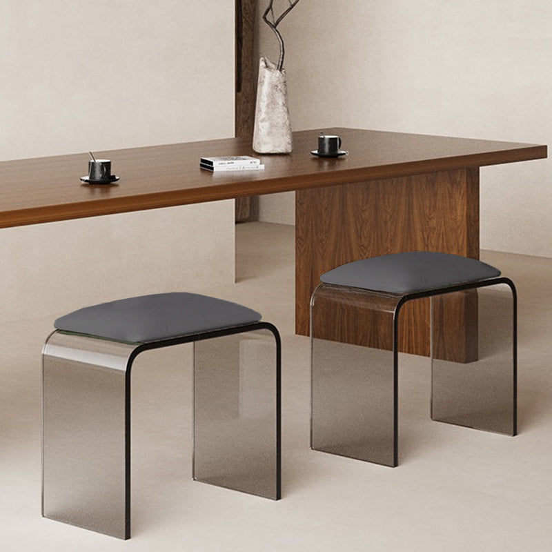 Modern Minimalist Rectangular Acrylic Faux Leather Vanity Stool For Bedroom