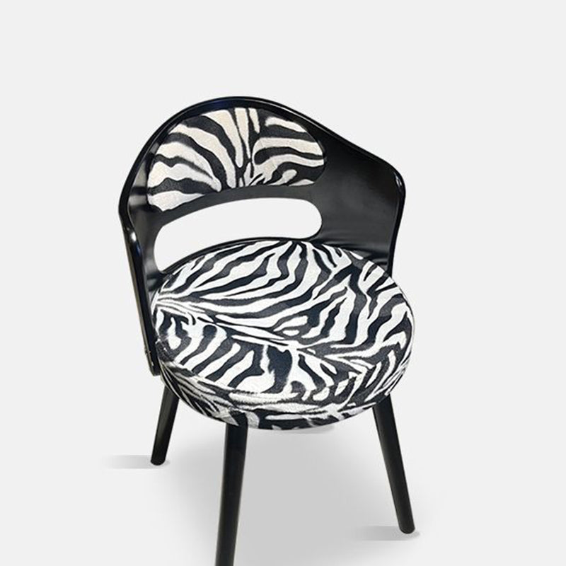 Contemporary Retro Swivel Round Upholstered Solid Wood Frame Fabric Vanity Stool Backrest For Bedroom