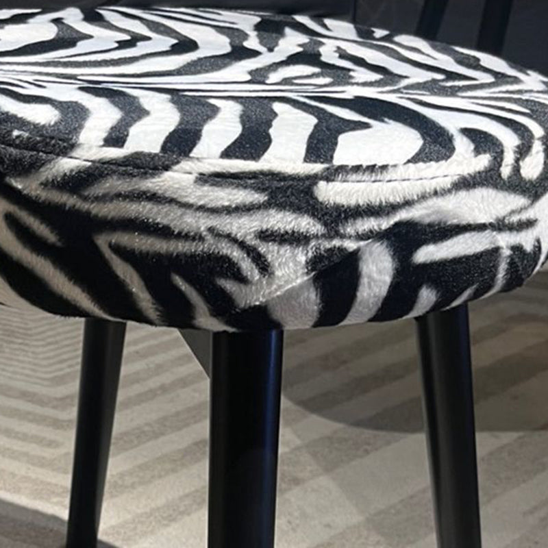 Contemporary Retro Swivel Round Upholstered Solid Wood Frame Fabric Vanity Stool Backrest For Bedroom