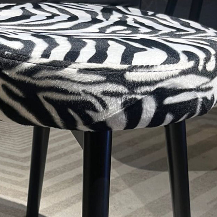 Contemporary Retro Swivel Round Upholstered Solid Wood Frame Fabric Vanity Stool Backrest For Bedroom