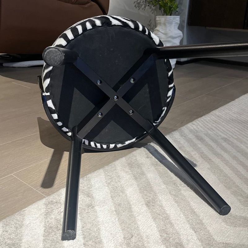 Contemporary Retro Swivel Round Upholstered Solid Wood Frame Fabric Vanity Stool Backrest For Bedroom
