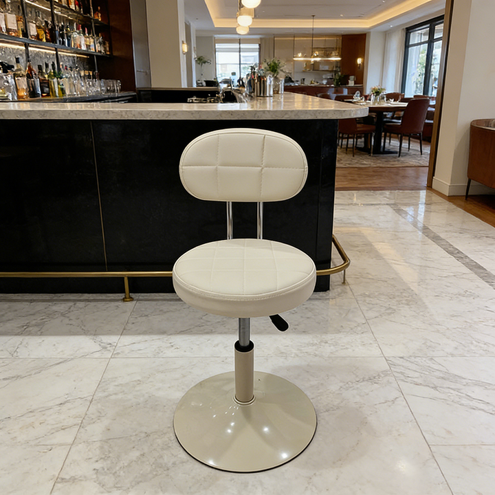 Contemporary Scandinavian Round Steel PU Leather Height Adjustable Bar Stool For Kitchen