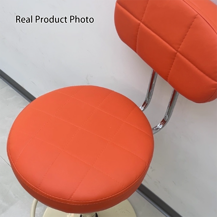 Contemporary Scandinavian Round Steel PU Leather Height Adjustable Bar Stool For Kitchen