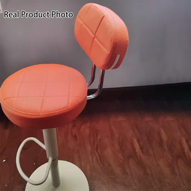 Contemporary Scandinavian Round Steel PU Leather Height Adjustable Bar Stool For Kitchen