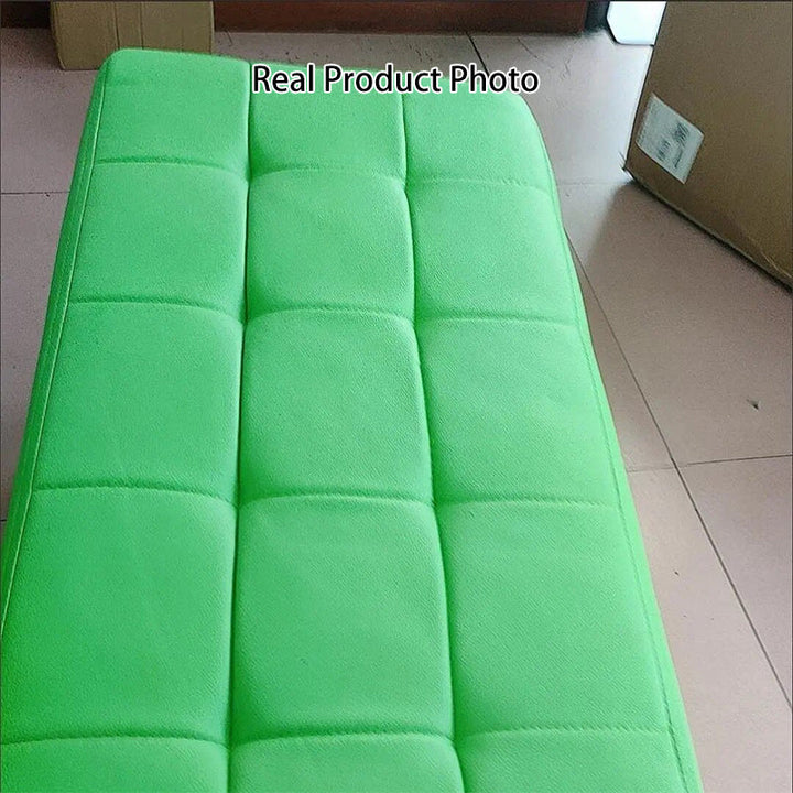 Modern Minimalist Rectangular PU Leather Faux Wood Panel Storage Bench For Living Room