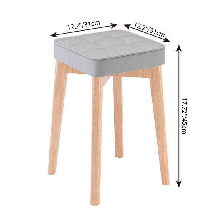 Modern Minimalist Square Beech Wood Solid Wood Synthetic Fabric Stackable Stool For Living Room