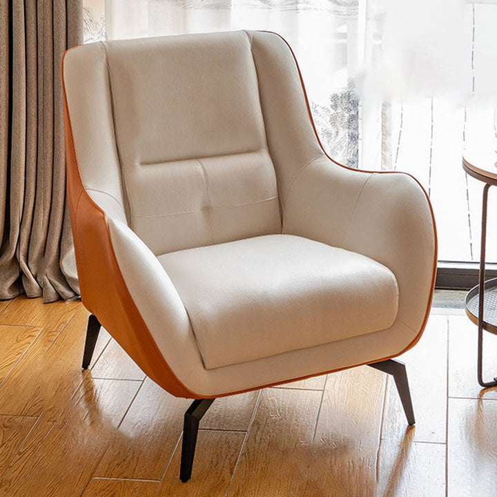 Contemporary Scandinavian Square Synthetic Fabric Upholstered Accent Chair Backrest Armrest For Living Room