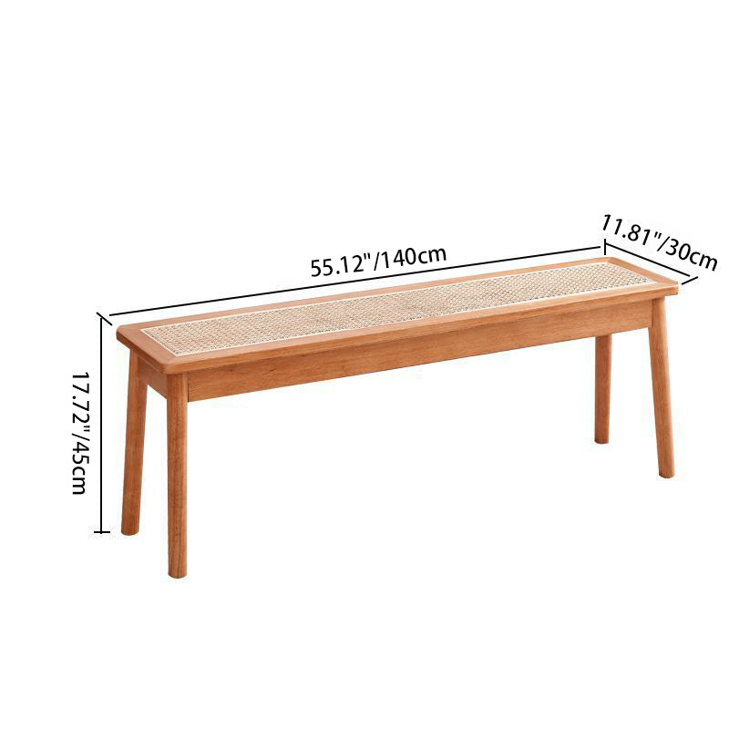 Modern Minimalist Rectangular Solid Wood Polyvinyl Chloride Rattan-Style Dining Chair For Dining Room