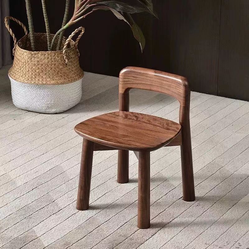 Modern Minimalist Rectangular Seating Solid Wood Low Stool Rounded Corners Backrest For Living Room