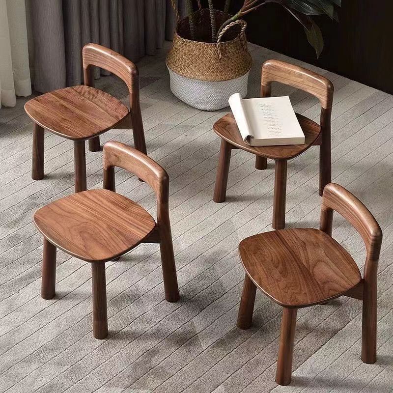 Modern Minimalist Rectangular Seating Solid Wood Low Stool Rounded Corners Backrest For Living Room