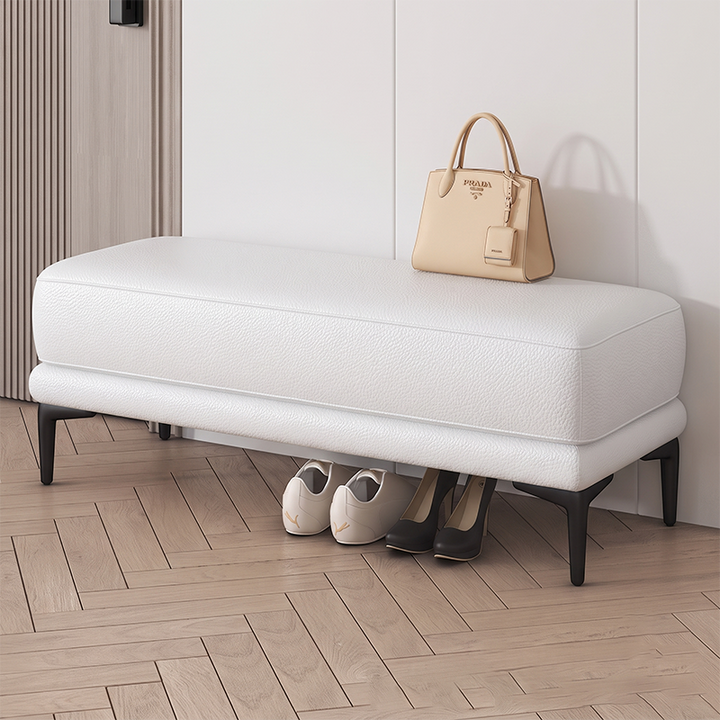 Modern Minimalist Rectangular Synthetic Fabric Sponge Solid Wood Iron Bench For Living Room