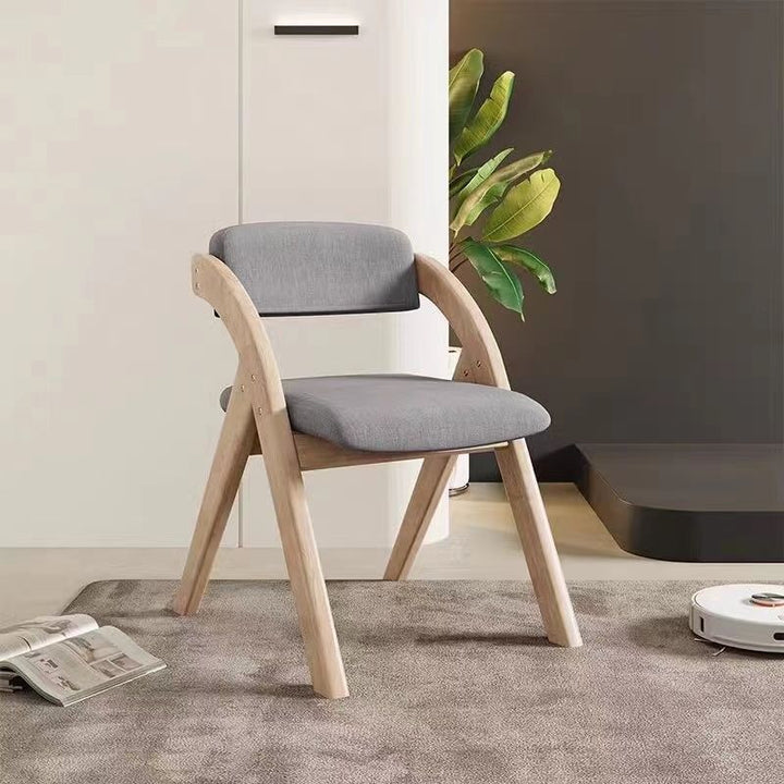 Modern Minimalist Square Cushion Solid Wood Fabric Sponge Dining Chair Foldable Backrest Armrest For Dining Room
