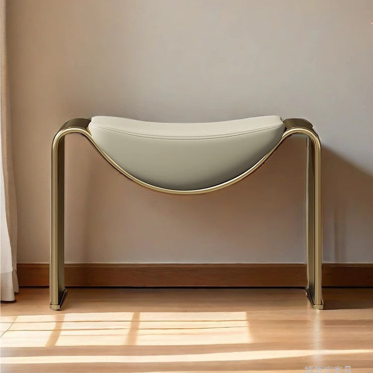 Modern Minimalist Microfiber Leather Metal Frame Rectangular Low Stool Backless Armless For Living Room
