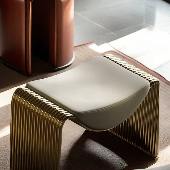 Modern Minimalist Microfiber Leather Metal Frame Rectangular Low Stool Backless Armless For Living Room