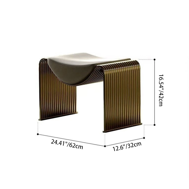 Modern Minimalist Microfiber Leather Metal Frame Rectangular Low Stool Backless Armless For Living Room