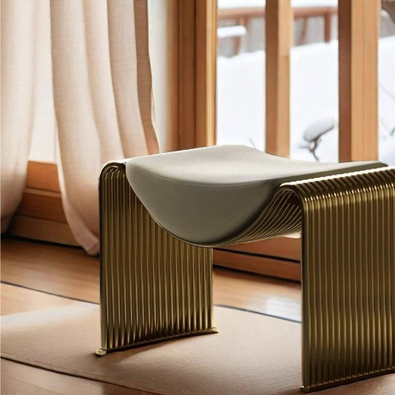 Modern Minimalist Microfiber Leather Metal Frame Rectangular Low Stool Backless Armless For Living Room