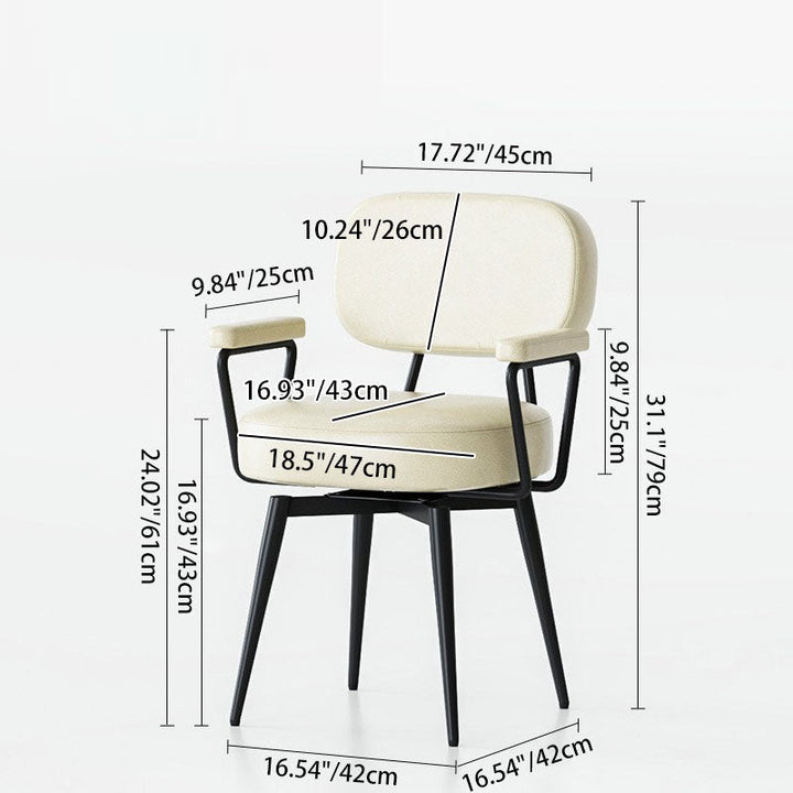 Contemporary Nordic Square Rectangular Carbon Steel Oil Wax Leather Jacquard Fabric Sunflower Pattern 360°Swivel Desk Chair Backrest Armrest For Home Office