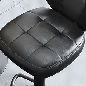 Modern Minimalist Square Rectangular Faux Nappa Leather Carbon Steel Swivel Height-adjustable Bar Stool Backrest Armless For Dining Room &amp; Kitchen