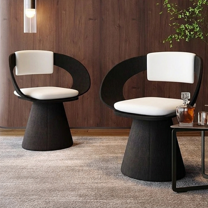 Contemporary Nordic Square Rectangular Velvet Pine Wood Swivel Dining Chair Backrest Armless For Dining Room &amp; Kitchen