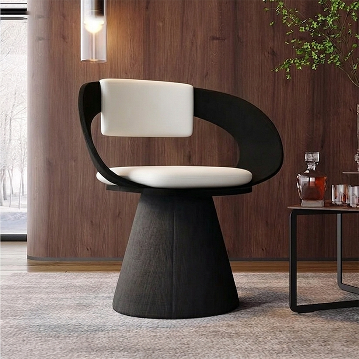 Contemporary Nordic Square Rectangular Velvet Pine Wood Swivel Dining Chair Backrest Armless For Dining Room &amp; Kitchen