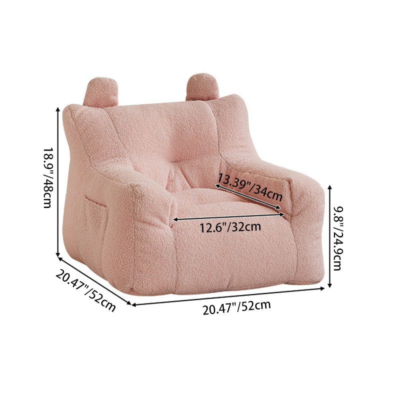 Contemporary Creative Kids Square Cute Ear Sherpa Fabric EPS Sofa Armrest Backrest Storage Pocket For Living Room