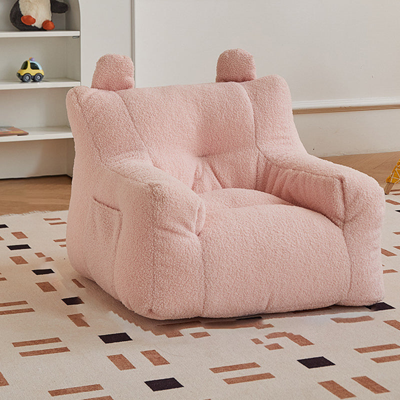 Contemporary Creative Kids Square Cute Ear Sherpa Fabric EPS Sofa Armrest Backrest Storage Pocket For Living Room