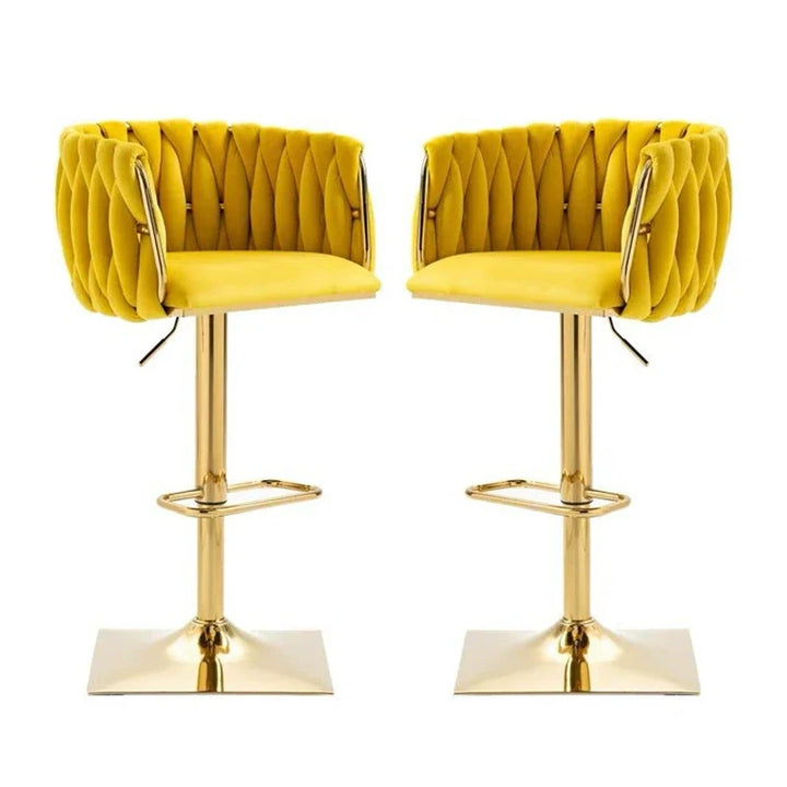 Modern Luxury Velvet Metal Sponge Oval Liftable Bar Stool Backrest Footrest Swivel For Kitchen