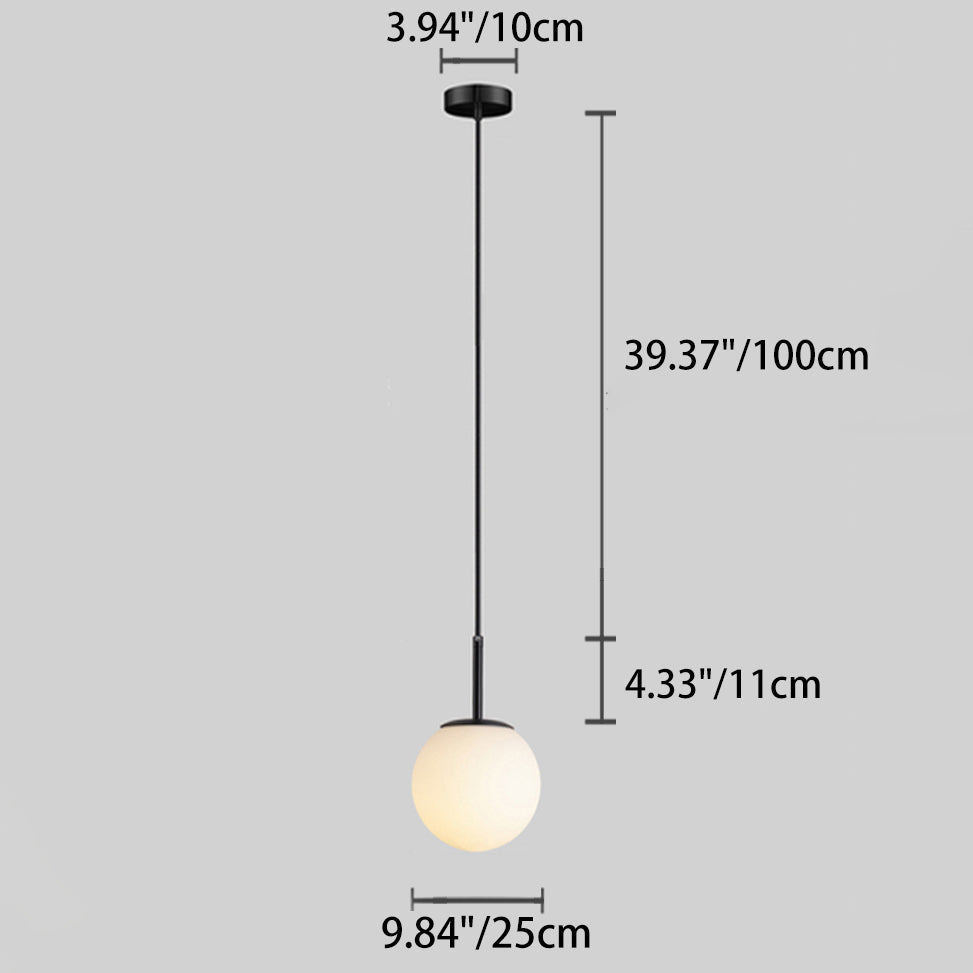 Modern Minimalist Round Ball Iron Glass 1-light Pendant Light For Living Room