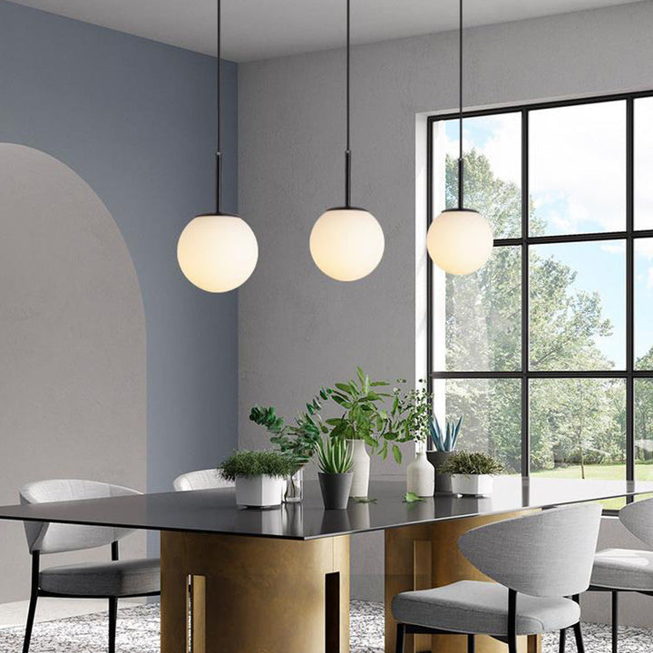 Modern Minimalist Round Ball Iron Glass 1-light Pendant Light For Living Room
