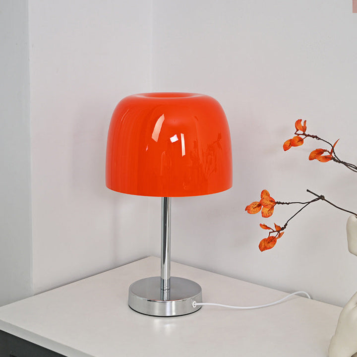 Modern Minimalist Mushroom Cylinder Glass Iron LED Table Lamp For Bedroom